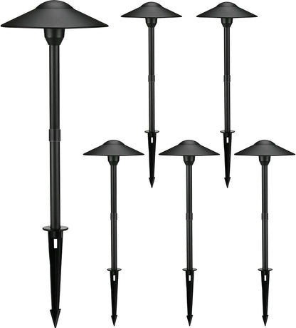 3W LED Landscape Lights Landscape Lighting Low Voltage Outdoor Pathway Lighting Replaceable LED Bulb 3000K Aluminum housing with ABS Ground Stake for Yard Patio Driveway Black, Pack of 6