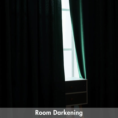 MIULEE Dark Green Velvet Curtains Thermal Insulated Blackout Curtain Christmas Emerald Green Drapes for Bedroom Living Room Darkening 84 Inches Long Curtains Panels Rod Pocket Set of 2