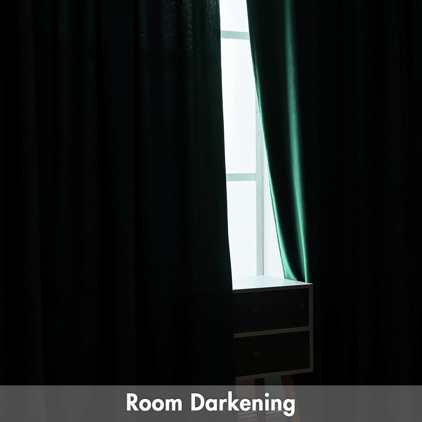 MIULEE Dark Green Velvet Curtains Thermal Insulated Blackout Curtain Christmas Emerald Green Drapes for Bedroom Living Room Darkening 90 Inches Long Curtains Panels Rod Pocket Set of 2