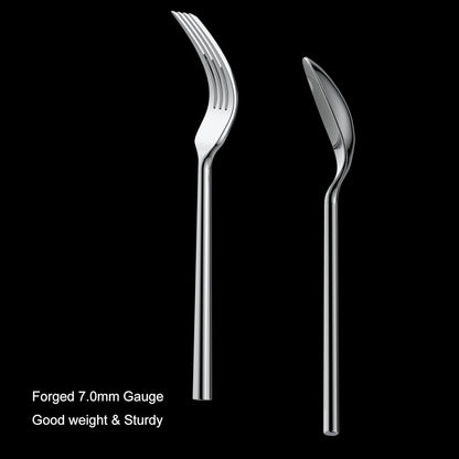 Alata Potter 65-Piece Forged Silverware Set, Service for 12 – Premium Stainless Steel Flatware Set, Modern Design with Satin Finish, Ideal for Home, Kitchen, Party, Camping