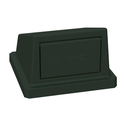 32 Gallon Square Slatted 100% Recycled Plastic Heavy-Duty Commercial Outdoor or Indoor Trash Can with Push Top Lid | Great for Schools and Businesses - Black