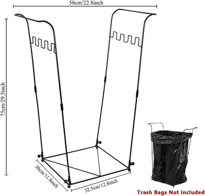 2 Pack Trash Bag Holder, 30-45 Gallon Garbage Bag Holder, Metal Portable Leaf Bag Holder, Multi-use Trash Bag Holder Stand for Indoor, Outdoor, Camping, Parties