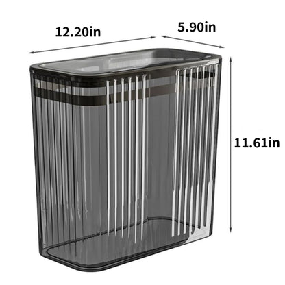 Transparent Trash Can, Bathroom Trash Cans with Lids, 3.5 Gallon Garbage Can for Bedroom, Office, Plastic Slim Waste Basket with Press Top Lid, 15L Clear Trash Bin for Home, Kitchen (Gray)