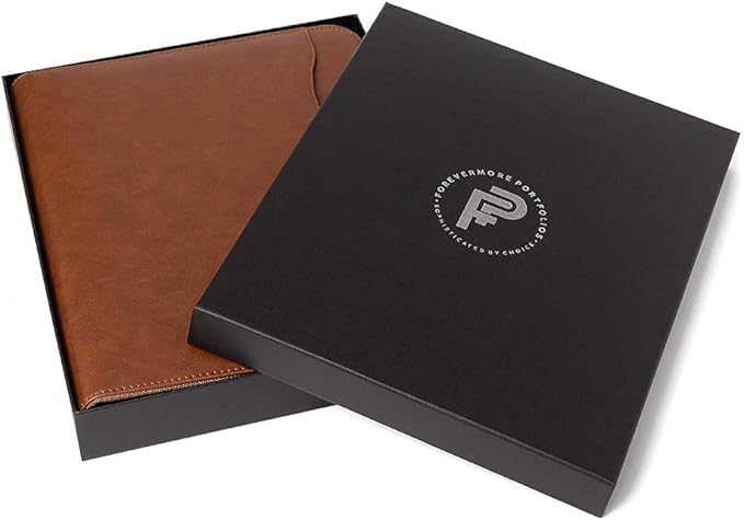 Forevermore Portfolios Portfolio Organizer - 3 Ring Binder with Notepad - 1.5 Inch Rings - Zippered Storage Pockets for Papers, Travel Documents, Presentation Folder, Cards, Passport, Tickets - Brown