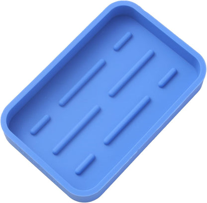 Silicone Kitchen Sink Organizer Tray for Multiple Usage,Easy Clean Sponges Holder for Kitchen Bathroom Counter or Sink,Dish Soap Dispenser,Scrubber,Bottle,Cup Lichen Blue 4.9”x 3.2”