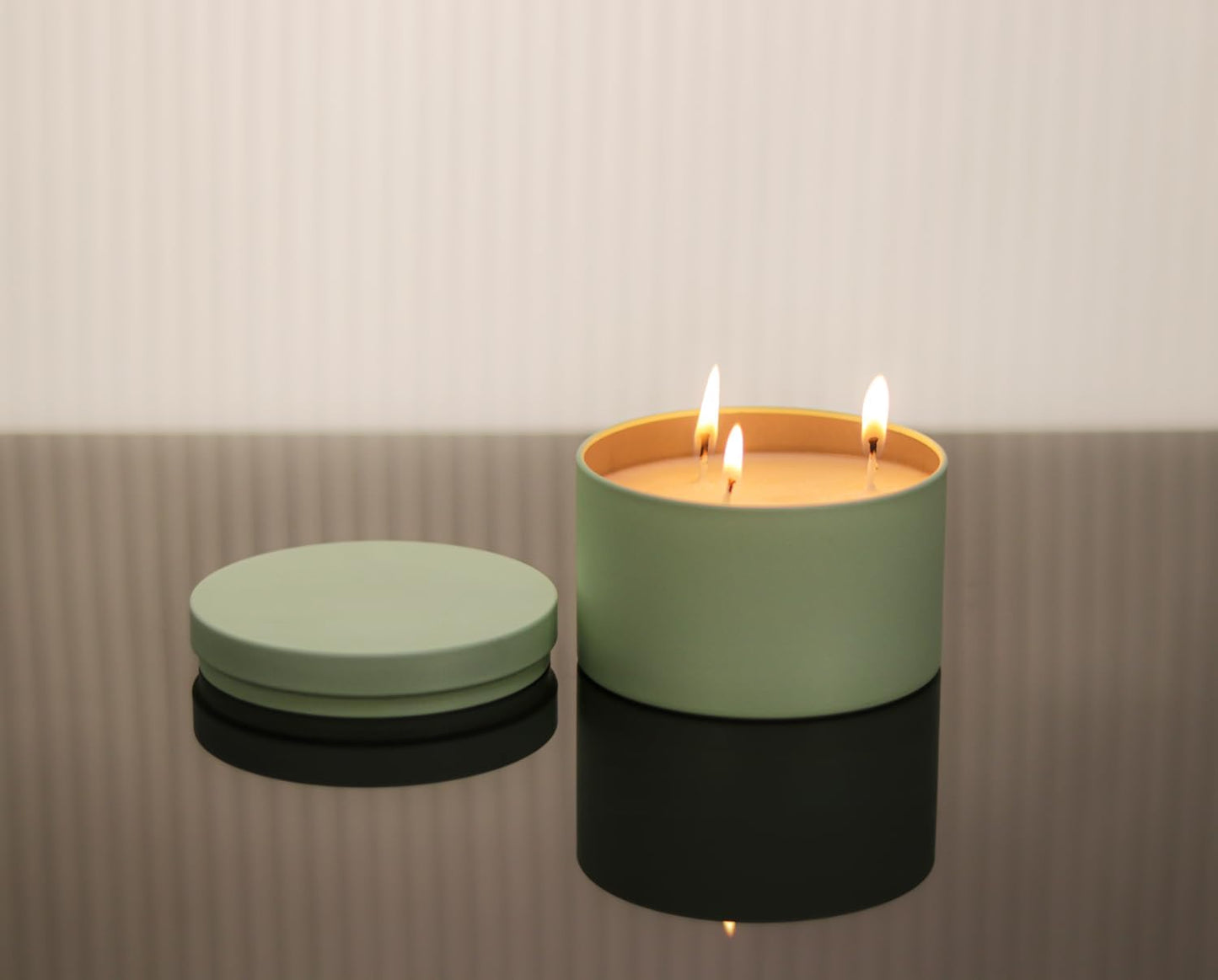 Candle Tins with Lids, 3 Wicks Candle Jars 14oz/420ml Candle Containers 12 Pack Seamless Bulk Candle Containers for Candle Making Supplies Wholesale Empty Candle Jars - Mint