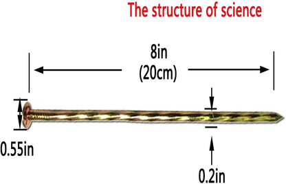 100 Pack - 8" Solid Galvanized Non-Rust Metal Garden Stakes, Spiral Landscape Edging Spikes/Anchors, for Paver Edging, Weed Barriers, Turf, House Construction, Carpentry Nail, Tent, Garden Plants