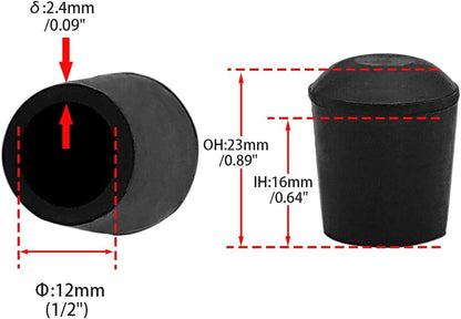 Flyshop Furniture Table Covers Non-Slip Durable Rubber Leg Tips Chair Leg Caps Floor Protectors Round Black 4PCS Size 12 mm, 1/2"