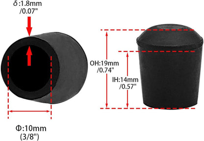 Flyshop Furniture Table Covers Non-Slip Rubber Leg Tips Caps Chair Leg Floor Protectors, Round, Black, 4PCS, Size 10 mm, 3/8"