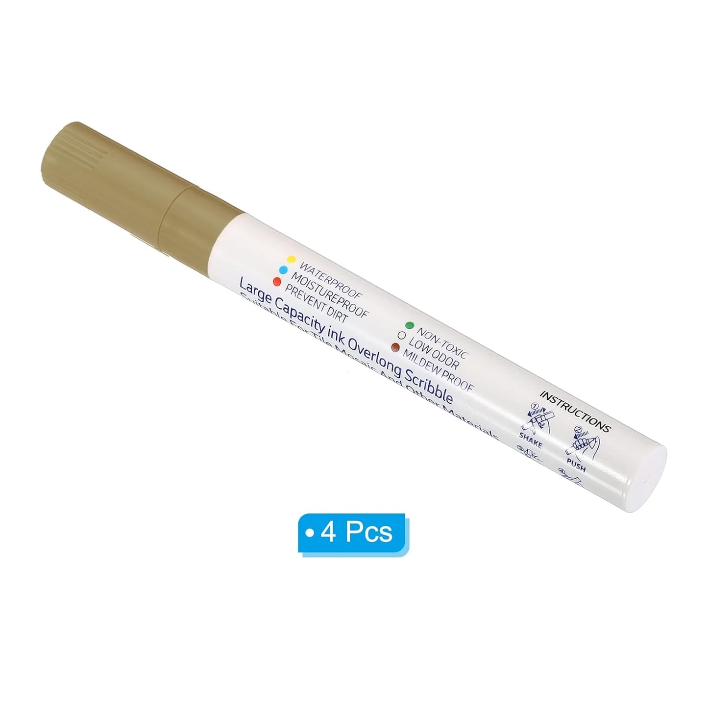 PATIKIL Grout Pen, 4 Pack Khaki Tile Marker Waterproof Grout Sealer Pen Tile Repair Pens Paint Pens for Wall Floor Bathroom Kitchen Refresh
