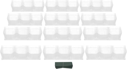 12Pieces 3-Pot Wall Planter Vertical Garden Plant Walls Wall Mounted Vertical Planter with Water-Storage Layer Stackable Wall-Mounted Flower Pot for Gardens, Balconies 180.78lbs Total Capacity (White)