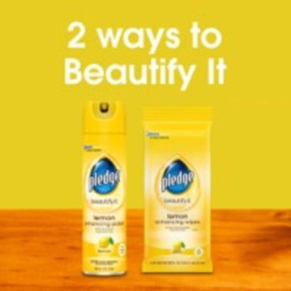 Pledge Multisurface Furniture Polish Spray, Works on Wood, Granite, and Leather, Shines and Protects, Lemon, 9.7 oz (Pack of 2)
