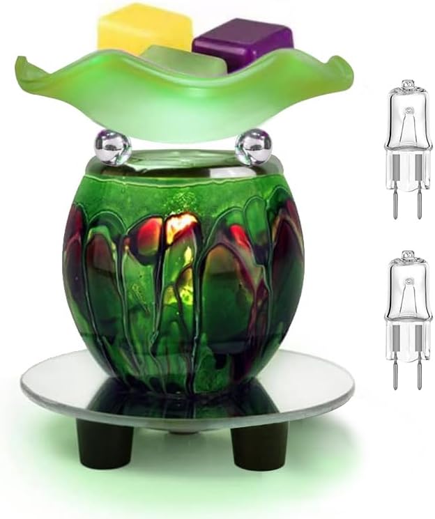 HUNANBANG 3 in 1 Electric Oil Warmer Scented Wax Warmer Wax Melt Warmer Melter Fragrance Wax Burner(LW-Green2)