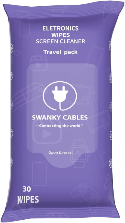 Screen Cleaner Wipes: Electronic Wipes for Screens - Computer Screen Wipes for Lens, Phone, Tv Screen and Monitor Cleaning - Tech Wipes & Microfiber Cloth (Soft Wipes, 30 Count)