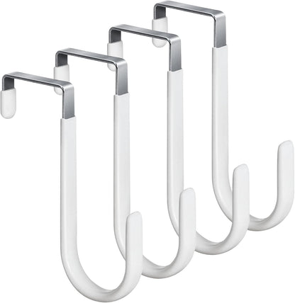 HOOSUN 4 Pack Over The Door Hooks,4.96In Hooks for Hanging Heavy Duty Door Hanger,Towel Hanger Hook Holders,Over Door Hangers Hooks Door Hanger Hooks for Hanging Clothes,Towels,Hats,Coats,Bags (White)