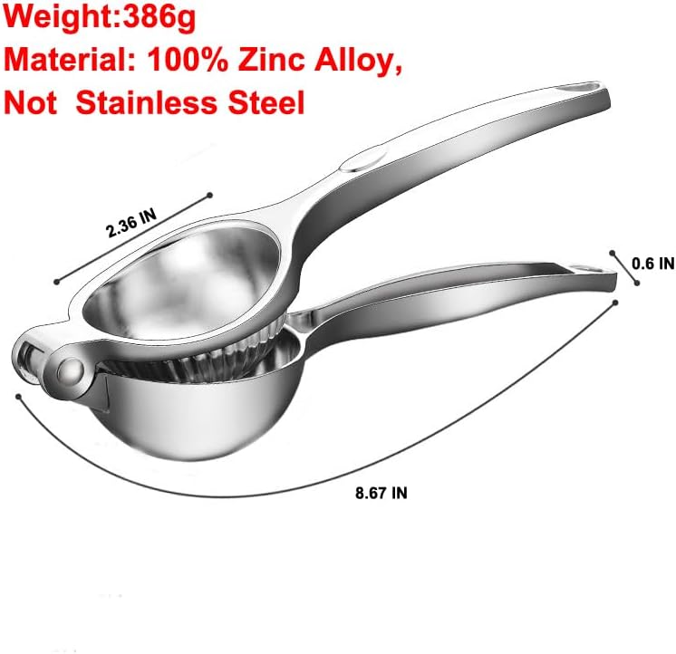 Lemon Squeezer, Heavy Duty Zinc Manual Lemon Juicer, Threaded Groove Fresh Small Oranges Limes Juicer Hand Press Manual Citrus Juicer Press for Home Restaurant Kitchen Accessories Utensils(Sliver)