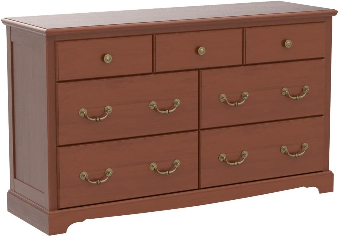 T4TREAM 7 Drawers Dresser Chests for Bedroom, Wood Vintage Chests of Drawers, Rustic Dressers Chset Organizer for Bedroom, Living Room, Hallway, Cherry