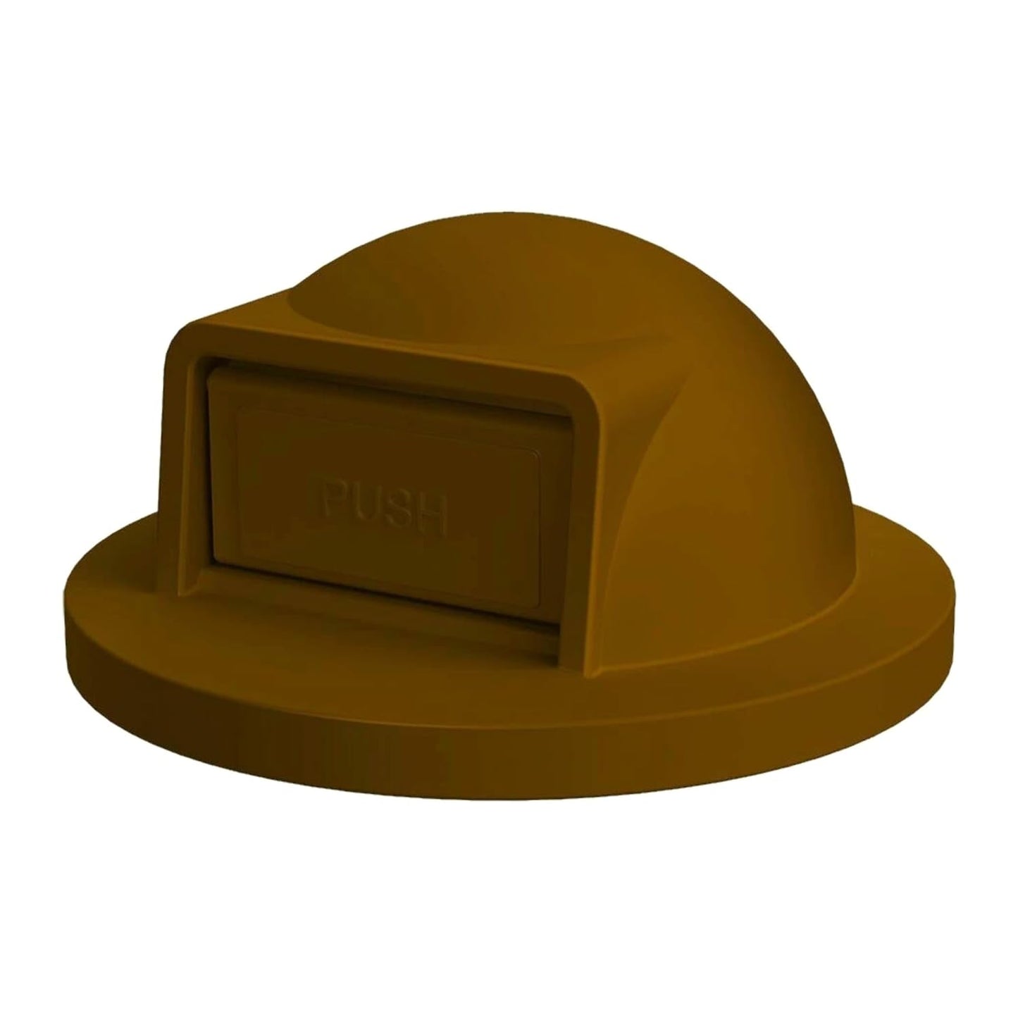 42 Gallon Slated Circle 100% Recycled Plastic Heavy Duty Outdoor Trash Can with Push Open Dome Lid and Internal Liner - Great for Schools and Businesses - Brown