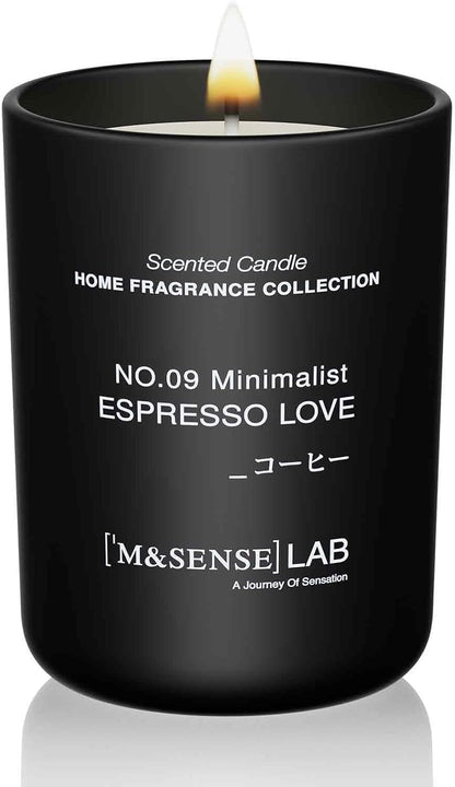M&SENSE Natural Soy Candle| Espresso Love | 8.82 oz, 50H Burn | Minimalist Scented Candle for Relaxation, Gifting, Home Décor | for Bedroom, Office, Party Medium