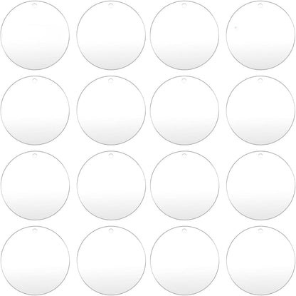 100pcs with Holes 1inch Blank Mini Acrylic Round Sheets, 2mm Thick Clear Circular Blank Tags for DIY Mini Pendant Jewelry Crafts Making Materials