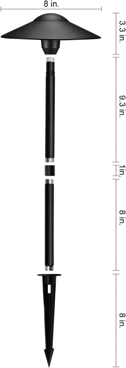 3W LED Landscape Lights Landscape Lighting Low Voltage Outdoor Pathway Lighting Replaceable LED Bulb 3000K Aluminum housing with ABS Ground Stake for Yard Patio Driveway Black, Pack of 6