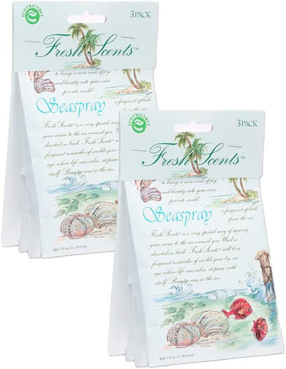 Willowbrook | Fresh Scents Scented Sachet Packet | Seaspray | Air Freshener Bags for Drawers, Closets, Cars | 6 Pack | Long Lasting Home Fragrance