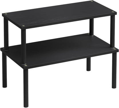 Cabinet Organizer Shelf(Set of 2),Kitchen Counter Shelves,Bamboo Spice Rack Countertop and Cabinet,Stackable Expandable,Large(Black)