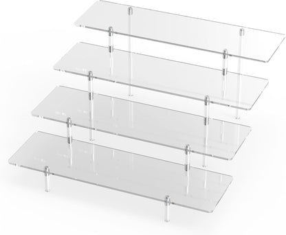 Acrylic Display Riser Stand Shelf Clear 4 Tier Cupcake Stand Perfume Display Holder Figures Desktop Decoration and Organizer Showcase Toys Retail Display Rack Candy Dessert Buffet 4 Step Collection (1 PACK)