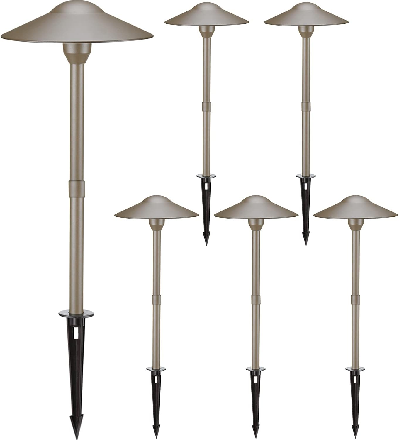 3W LED Landscape Lights Landscape Lighting Low Voltage Outdoor Pathway Lighting Replaceable LED Bulb 3000K Aluminum housing with ABS Ground Stake for Yard Patio Driveway Bronze, Pack of 6