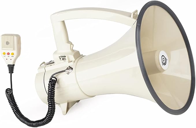 Heavy Duty 75W Professional Megaphone Bullhorn Speaker with Built-in Microphone-Rechargeable Battery&Portable Strap-Siren -USB/SD/AUX Input-Ideal for Football, Baseball,Coaches