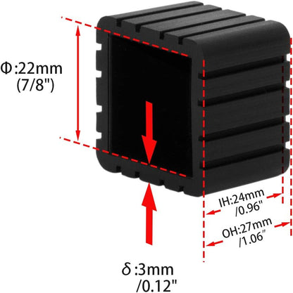 Flyshop Anti-Skid Non-Marking Synthetic Rubber Patio Chair Table Leg Caps Square Furniture Covers 20pcs, Black, 22 mm x 22 mm, 7/8" x 7/8"
