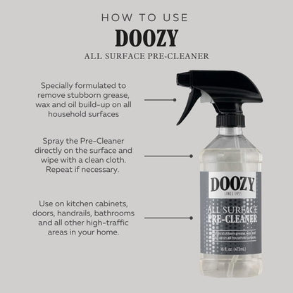 Doozy All Surface Pre-Cleaner - Pre Treatment to Easily Remove Built Up Grease, Grime, Dirt, Wax & Oil on Furniture, Wood, Glass, Plastic, Metal, Ceramic & Household Surfaces - 16 Ounce