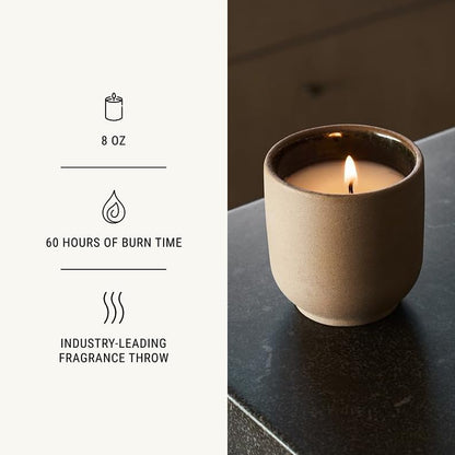 Homecourt Luxury Scented Candle, Cece Scent, 60-Hour Burn Time, Soy Wax Blend, Organic Cotton Wick, Kiln-Fired Reusable Ceramic Vessel, 8 Oz, 2.0