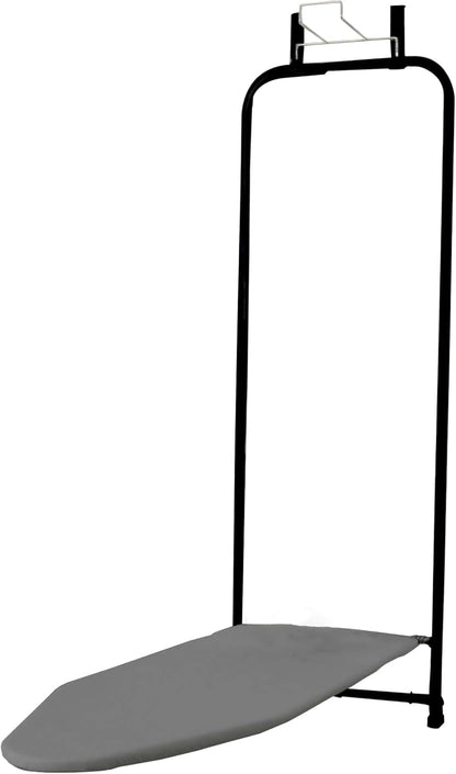 Household Essentials Over-The-Door Ironing Board with Iron Holder | Compact, Self-Closing Design with Cotton Cover and Padding | Space-Saving Ironing Board for Dorms, Apartments, and Small Spaces