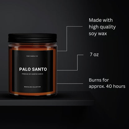 1OAK Scented Candles for Men - Palo Santo Candle - Mens Candles for Home - Masculine Candle - Long Burning Premium - Soy Wax (7oz.)