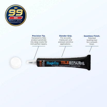 MagicEzy Tile RepairEzy (White) - Ceramic Tile Repair Filler to Fix Tile Chips and Cracks - Super Strong Adhesion - Ceramic, Porcelain, Acrylic, Fiberglass, Enamel
