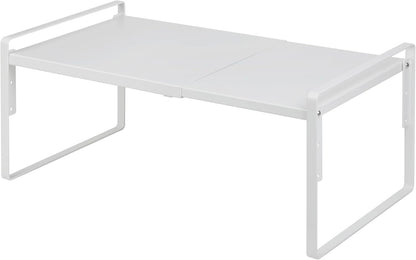 Nxconsu Cabinet Shelf Expandable Height Adjustable Shelf Organizer Riser for Kitchen Cabinet Pantry Cupboard Under Sink Countertop Organization Storage Space Saver Stackable Heavy Duty Metal White XXL