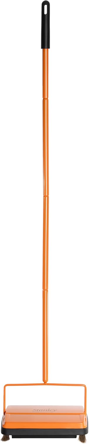 STANLEY HOME PRODUCTS Electrostatic Carpet & Floor Sweeper - Heavy Duty Lightweight Floor Cleaner - Suitable for Smooth Floors and Low Pile Rugs & Carpeting No Electricity Needed (Deep Orange)