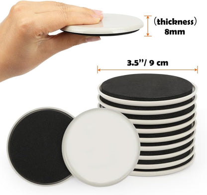 3-1/2 inches Furniture Sliders, 12pcs Furniture Glides for Easy Moving on Carpet Hardwood (Beige)