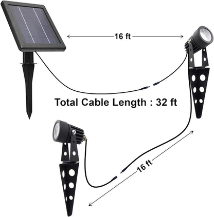Mini 50X Twin Solar-Powered Flag Pole Light Cast Aluminium Cool White LED Spotlight 60-100 Lumen Per Light Fixture for Outdoor Garden Yard Landscape Downlight