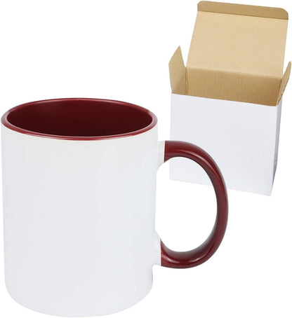 11oz White Ceramic Sublimation Coffee Mug in White Gift Box, 6 New Mixed Colors, Case of 12