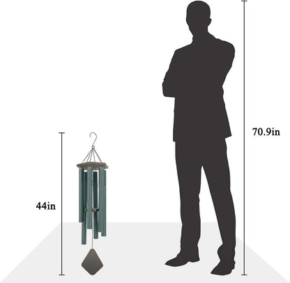 Wind Chimes Outdoor Large Deep Tone, 44 Inches Sympathy Wind Chimes Tuned Soothing Melody, Memorial Wind-Chime with 6 Heavy Tubes for Outside Decoration, Garden/Yard. Green