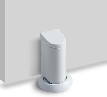 Windproof Magnetic Door Stoppers, 0-0.78" Stroke Mechanical Doorstop, No-Hole Flooring Door Suction with 3M Strong Adhesive and Screws, White, 1 Pack