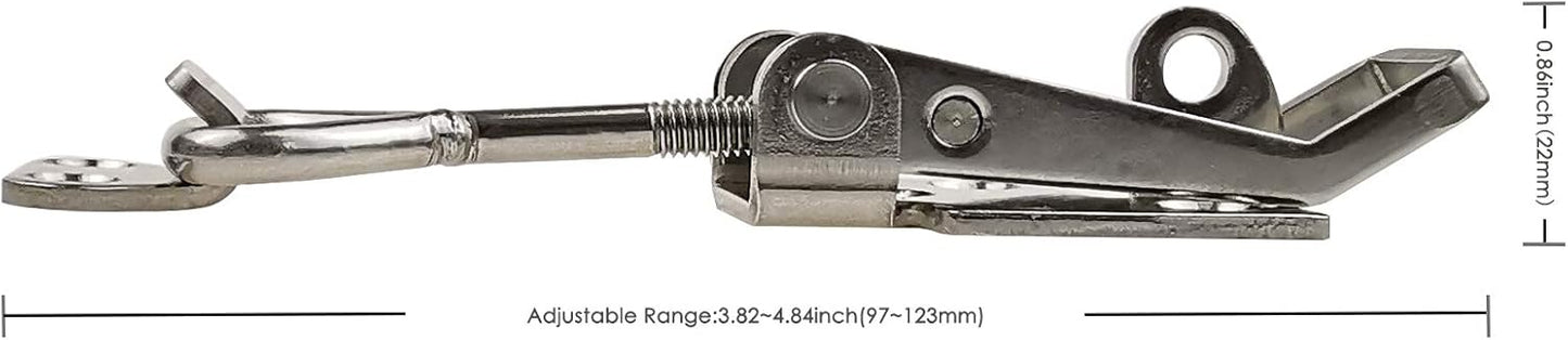 Adjustable Latch Buckle Cabinet Boxes Lever Handle Toggle Catch Latch Lock,Silver,Adjustable Range:97-123mm,2 Pcs