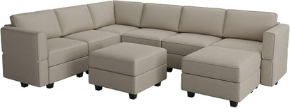 Belffin Modular Sectional Sofa with Storage Seat Oversized U Shaped Couch with Reversible Chaise Sofa Set with Ottoman Velvet Grey