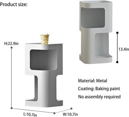 Modern Side Table,Small end Table for Small Spaces,Metal nightstand with Storage Shelf,Space-Saving Bedside Table Accent Table Drink Tables for Living Room,Bedroom.No Assembly Required