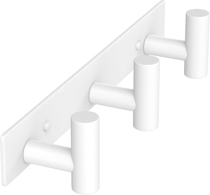VAEHOLD Hat and Coat Wall Mount Rack - Hooks for Robes, Bags, Keys, and Towels - Bathroom Towel Hanger Organizer (White, “T“ Shape 3 Hooks 1 Pack)