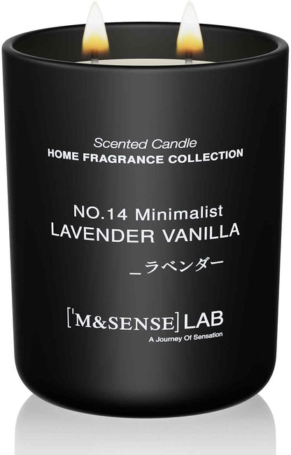 M&SENSE Natural Soy Candle| Lavender Vanilla | 16.6 oz, 95H Burn | Minimalist Scented Candle for Relaxation, Gifting, Home Décor | for Bedroom, Office, Party Large