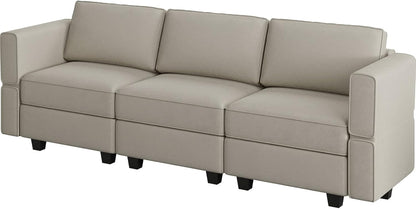 Belffin Modular Sofa Couch with Storage Seats Velvet 3 Seater Sofa for Living Room Grey