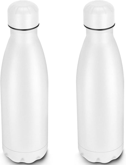 25oz Cola-Bottle Shaped Stainless Steel Leak-proof Water Bottle,Double Wall Vacuum Insulated Metal,Travel Mug For Sports Indoors & Outdoors,BPA-Free School Kids Flasks,White(2 Pack)